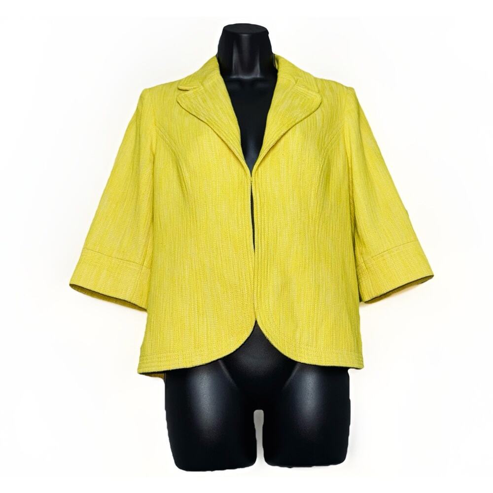 Boden Size 6 Sunny Yellow‎ Jacket 100% Cotton Twill Blazer Hook Close 3/4 Sleeve